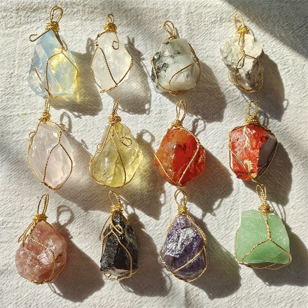 

locket for your keepsake natural crystal original stone woven pendant 2-3cm original stone handmade pendant necklace accessories jewelry cus, Silver