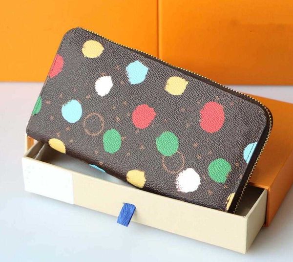 

2023 luxury brand luxury womens wallet l x yk zippy wallet multicolor dot purse louiseits designer card holders sarah wallets leather envelo, Black