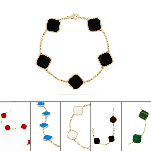 

real silver fashion classic woman bracelet 4/four leaf clover charm jewelry cleef bracelets elegant 18k gold van flower mother&daughter coup, Golden;silver