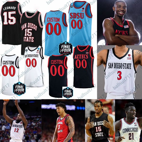 

san diego state university basketball jersey sdsu final four college customized 2022 2023 matt bradley darrion trammell lamont butler, Black