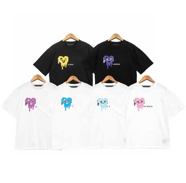 

mens designer tshirt men's t-shirts palms spray love heart print short-sleeved t shirt fashion angels women graphic tees, White;black