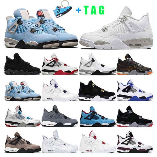 

2022 mens basketball shoes 4s jumpman 4 white oreo university blue black cat fire red women taupe haze sport sneaker trainer240b