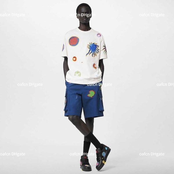 

5a designer men's t-shirts casual shirt new zhangzai face pattern embroidery t-shirt clothing cotton, White;black