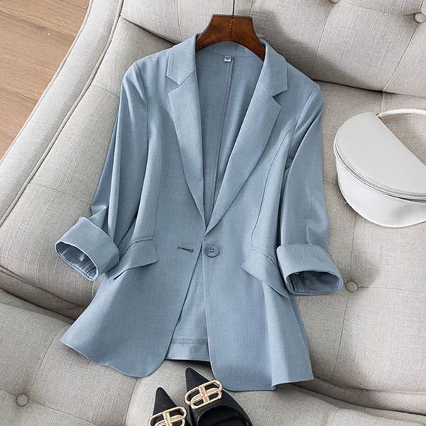 

women's suits blazers office ladies blazer casual three quarter sleeves summer slim women blazer suit coat jacket 230403, White;black