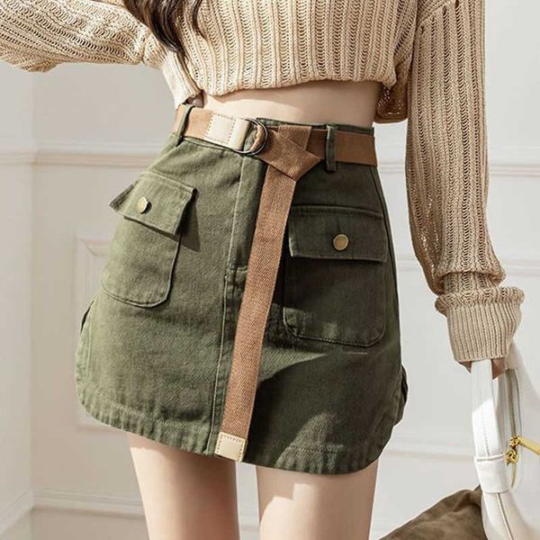 

skirts vintage high waist mini skirt women streetwear big pocket cargo skirt woman fashion 2023 short a line y2k skirts mujer p230403, Black