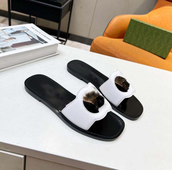 

2023 women multicolor flat slippers sandals with 2 straps lady fashion metal buckle beach slides men's lace-up scuffs for summer 35-45, Black