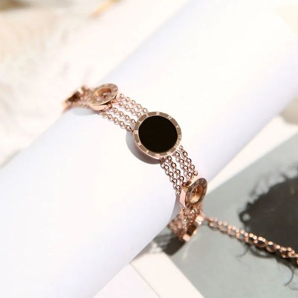 

luxury design bangles brand letter bracelet chain famous women 18k gold plated crysatl rhinestone pearl wristband link chain couple gifts je, Black