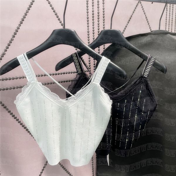 

women lace knits sling vest with rhinestone back cross design tanks fashion knitted sweater, White