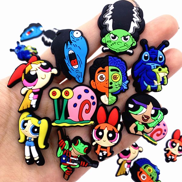

shoe parts accessories 50pcs wholesale mix cartoon character icon graden shoes accessories kids party gifts wristband girls croc charms deco, White;pink