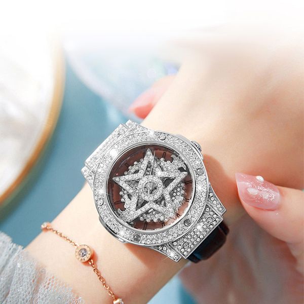 

fashion women men watch with rotatable dial 40mm leather strap diamond ladies designer watches wristwatches for womens lady valentine's, Slivery;brown