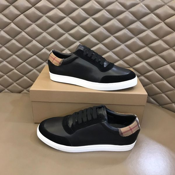 

famous brand men casual check cotton sneakers shoes men leather & suede low-trainers party dress man skateboard walking eu38-46, Black