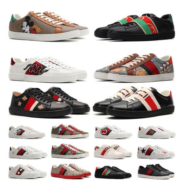 

designer mens womens casual shoes bee ace sneakers with box low shoe sports trainers tiger embroidered white green stripes walking awesome j, Black