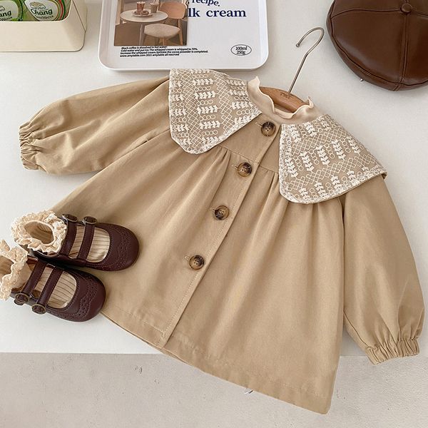 

kids shirts doll collar blouse for girls spring autum fashion cute kawaii warm casual versatile soft sweet girls coat england style 230403, White;black