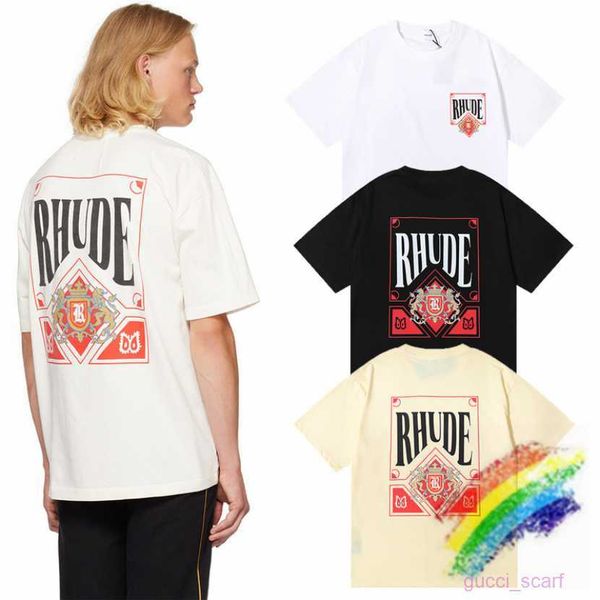 

men's t-shirts oversized rhude t shirt men women red card printing hip-hop rhude t-shirt short sleeve, White;black