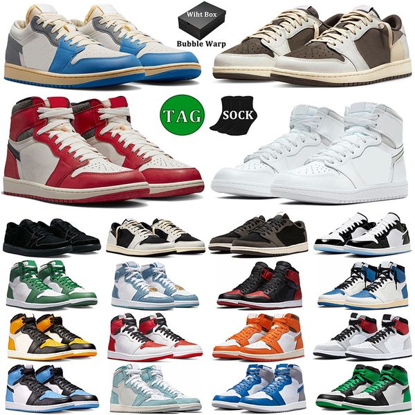 

with box jumpman 1 1s basketball shoes black phantom lost and found reverse mocha neutral grey vintage unc grey concord mens trainers women