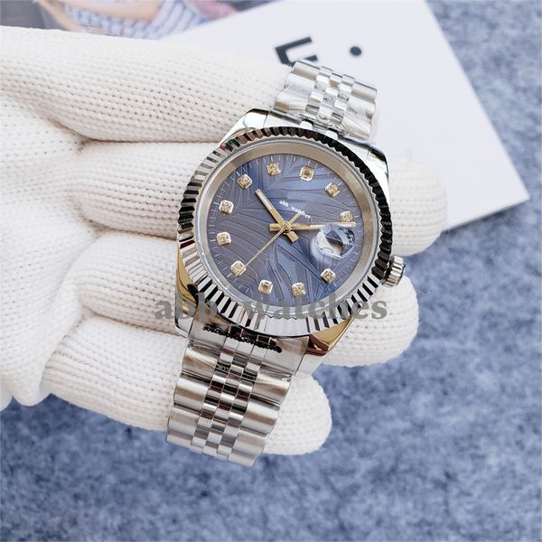 

abb_watches couple watch automatic 41/36mm mechanical 31/28mm quartz watches modern casual wristwatch round stainless steel watch dress date, Slivery;brown