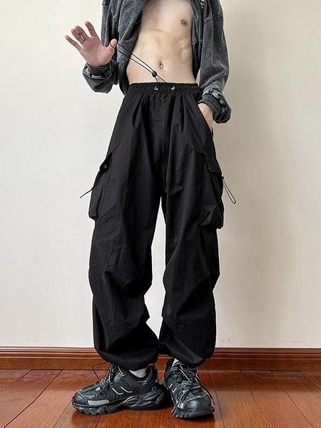 

men's pants black samurai men's pants oversize high street fashion plush knickerbockers american straight charging overalls 230403