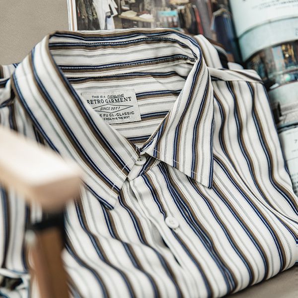 

men's casual shirts maden vintage tr fabric striped long-sleeved shirts classic business handsome shirt men's ironing blouse hallo, White;black