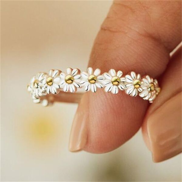 

fashion little daisy ring summer little fresh women's flower simple flower ring ae631, Silver