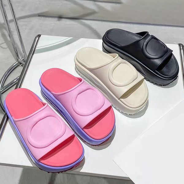 

men slides slippers designer women flat slipper ladies sandals platform rubber sandal beach slide embossed retro summer shoes vintage flip f, Black