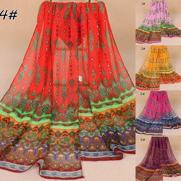 

sarongs 50*160cm bohemian chiffon scarf flower print indian style long scarves silk beach wrap shawl muslim hijab islamic bandana p230323, Blue;gray
