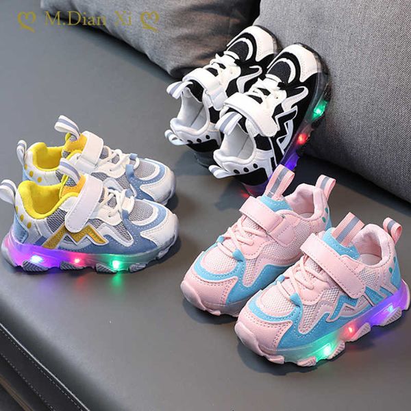 

athletic outdoor new kids sneakers children baby girls boys stripes luminous socks sport led sneakers shoes sapato infantil light up shoes w, Black
