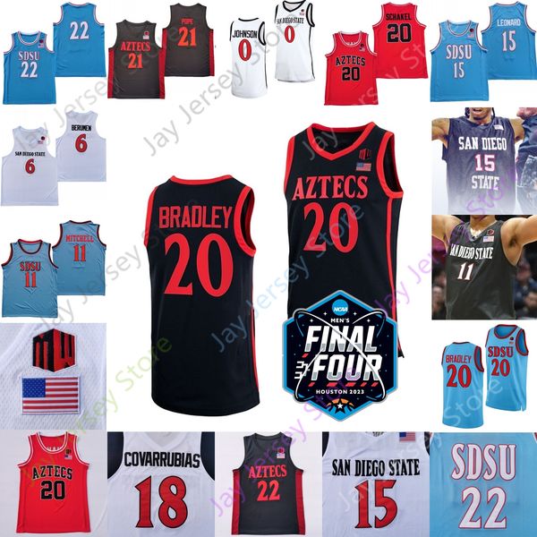 

2023 final four 4 jersey sdsu san diego state aztecs basketball ncaa college matt bradley darrion trammell leonard lamont butler jaedon lede, Black;red