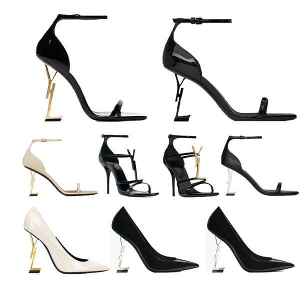 

classics women heels sandals shoes leather high heel shoe slide beach thick bottom slippers alphabet lady fashion brand, Black