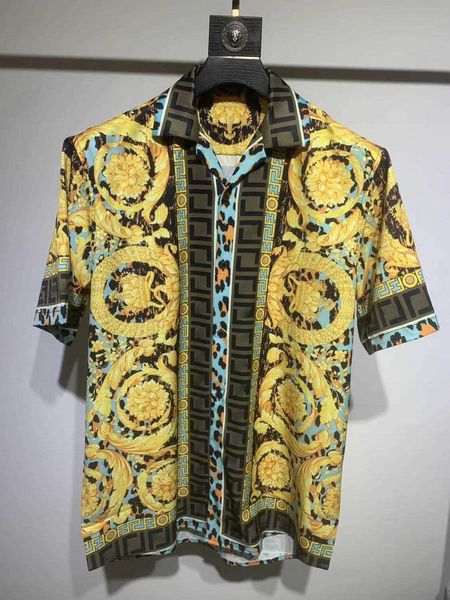

summer short sleeved casual shirts designer t shirt mens silk vers designers hawaiian medus printed thin button jacket men women cardigan, White;black