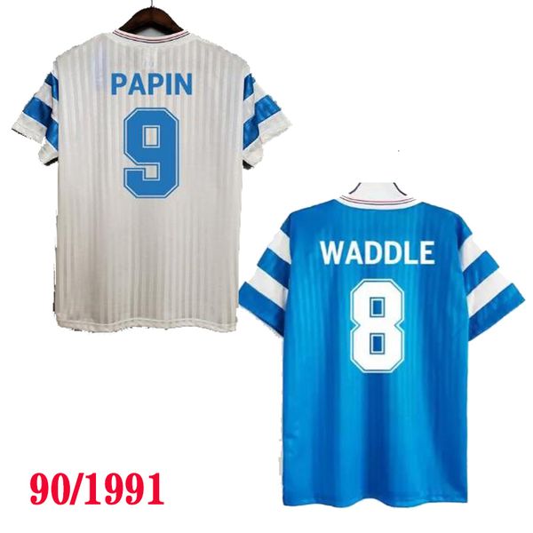 

men's casual shirts -sale-retro-om-1990-91-blue-away-waddle-papin-cantona-classic-shirts-vintage-shirts 230403, White;black