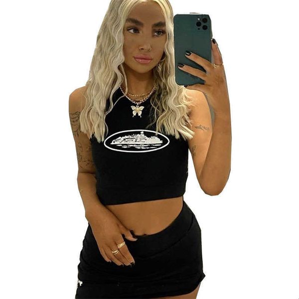 

women's t-shirt summer slim render short black sleeveless o crop tank y2k crop vest wholesale 220525, White