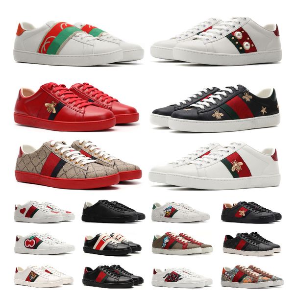 

with box mens womens casual shoes bee ace sneakers low shoe designer sports leather trainers tiger embroidered red white black stripes amazi