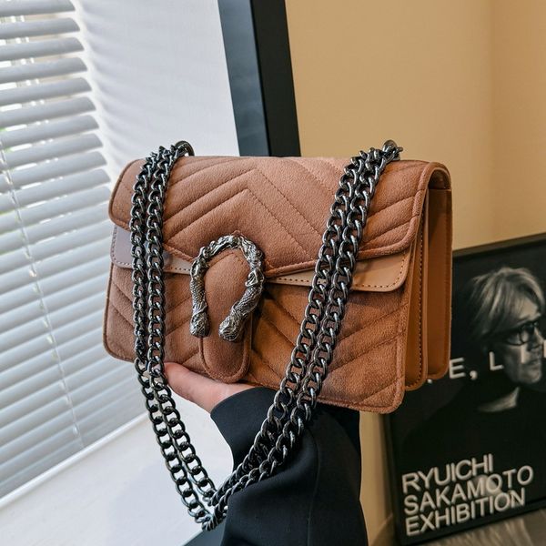 

Factory sales womens shoulder bag 5 colors winter fashion velvet chain bag classic hitchhiking stitch striped handbag sweet retro buckle women purse 829#, Red
