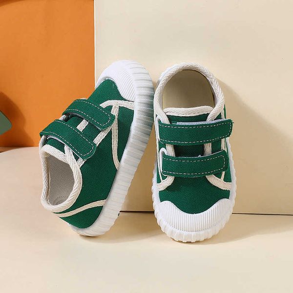 

athletic outdoor boys cute canvas shoes kids hook loop 2022 summer breathable children's fashion green girls round toe casual shoes ver, Black