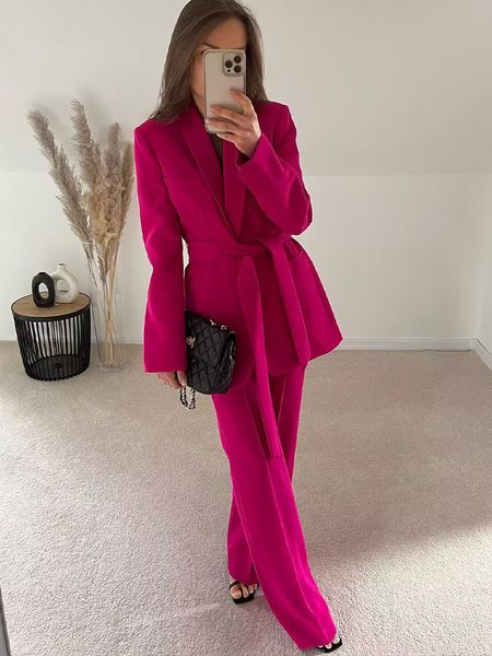 

women's suits blazers women spring fashion dress collar with belt blazer coat vintage long sleeve pockets female outerwear chic 230403, White;black