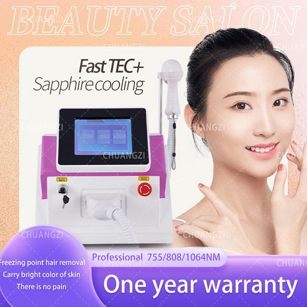 

painless diode laser hair removal machine with 808nm pores whiten brighten complexion lighten spots tighten skin for salon, Black