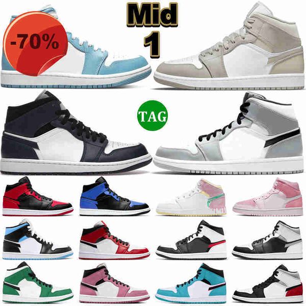 

1 jumpman mid basketball shoes 1s men women linen armory navy bred light smoke grey shadow hyper royal digital pink fearless unc mens