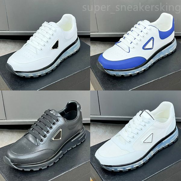 

r men triangle logo shoes leather sneakers mens loafers white black grey trainers with box 38-44