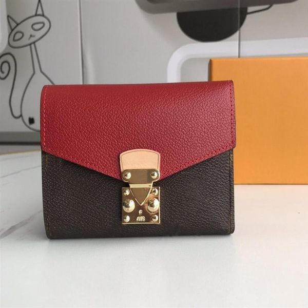 

2021 fashion flowers designer wallets luxurys mens womens leather bags classic letters key coin purse original box pl2423, Red;black