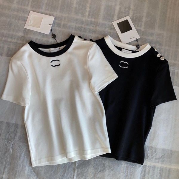 

channel women's t fashion shirt long sleeve base black and white 2 color designer luxury cotton elastic soft comfort high quality