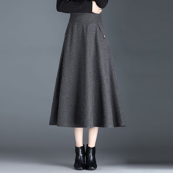 

skirts winter wool mid long swing skiing heavy umbrella skiing 230403, Black