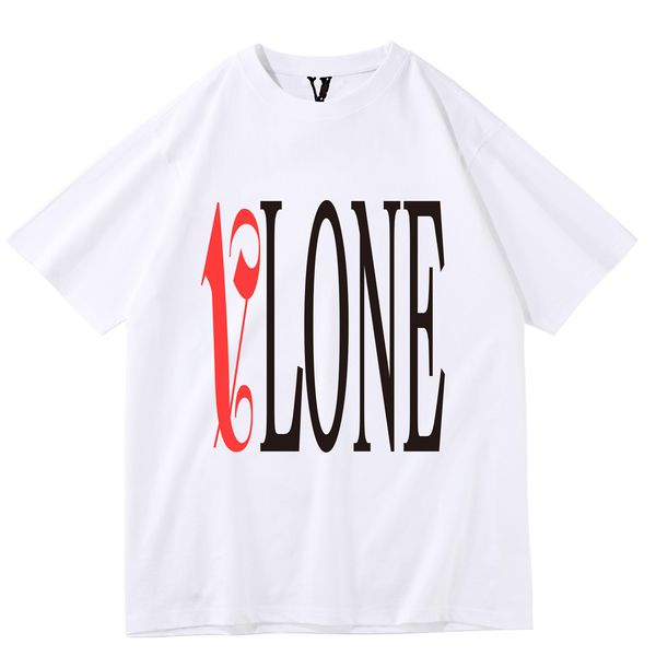 

vlone brand printed shirts men and women o-neck casual t shirts classic fashion trend for simple street cotton brand short mens womens tees, White;black
