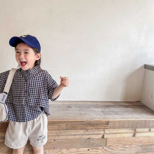 

kids shirts summer baby girls linen cotton shirt loose relaxed short sleeve 230403, White;black