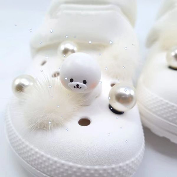 

shoe parts accessories cute plush bear diy croc charms designer finished product garden shoe buckle lovely quality shoes charms for croc 230, White;pink