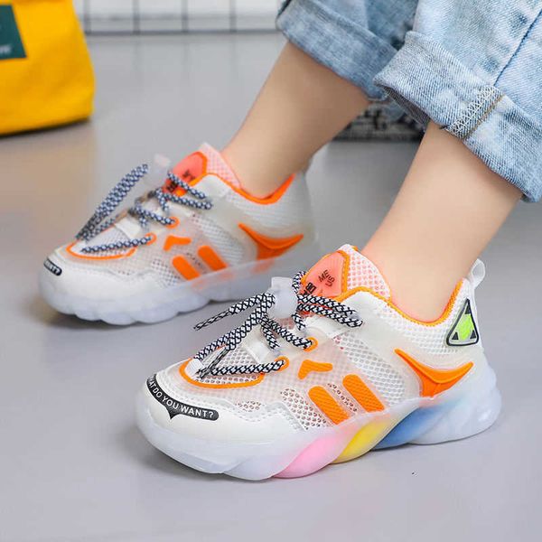 

athletic outdoor boys girls shoes summer casual mesh breathable sneakers 2022 new trendy korean version fashion old shoes w0329, Black