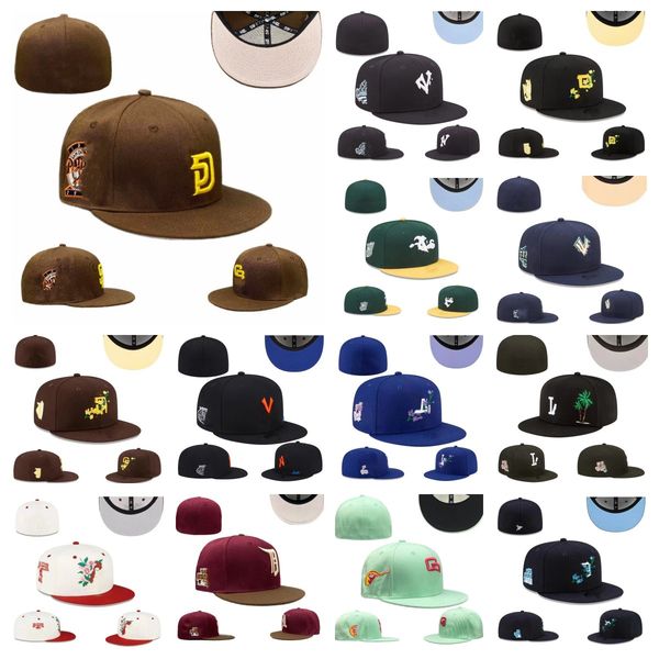 

Flat Casual Fitted Designer size Baseball football Caps letter Embroidery Cotton All Teams Sport World Patched Full Closed ed hats sizes 7-8 mix order, Pink