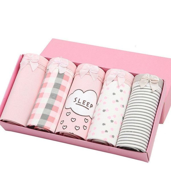 

women's panties 1 piece of women's medium waist elastic cotton underwear women's mini knitted cotton underwear 230403, Black;pink