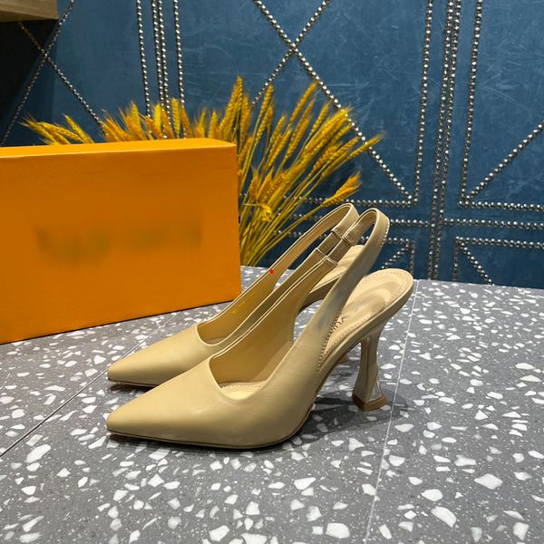 

2023 fashion dress shoes buckle shoes high heels pumps ladies wedding shoes black heels shoe metal v tacones pointed toe stilettos -083
