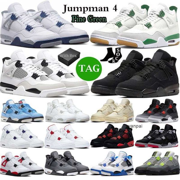 

2023 pine green with box 4 basketball shoes men women 4s military black cat pn dust seafoam midnight navy red thunder lightning mens trainer