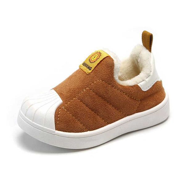 

athletic outdoor 1-6 years children winter shoes baby toddler warm fur shoes boys girls slip-on cotton shoes size 21-30 w0329, Black